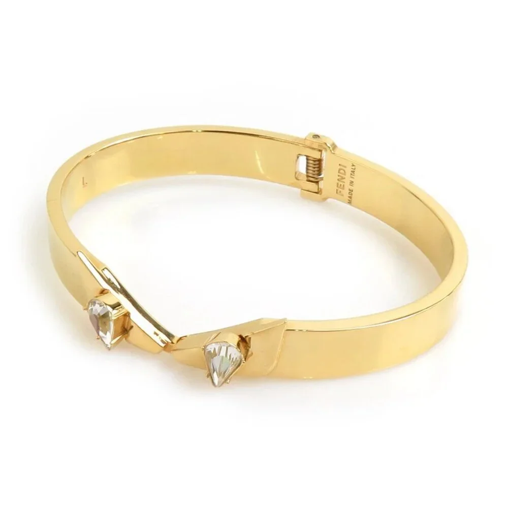 Auth FENDI Monster Eyes Bangle Bracelet Gold